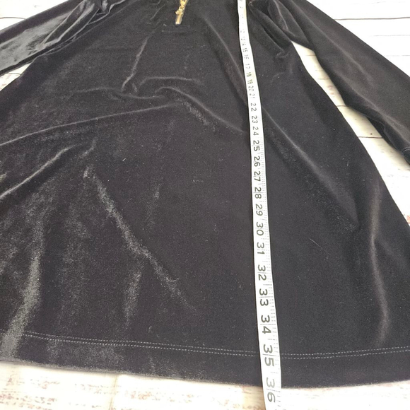 Spartina 449 Nora Half Zip Black Velour Long Sleeve Dress Womens Medium - Picture 5 of 6